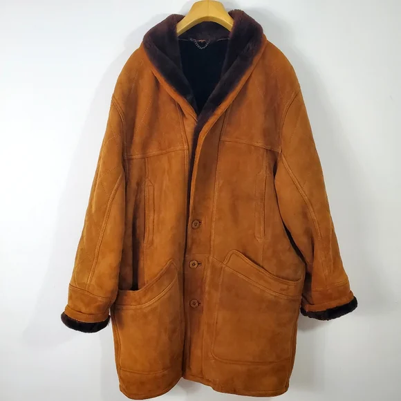 Vintage 70s Women's Tan Leather Shearling Coat - Picture 12 of 12